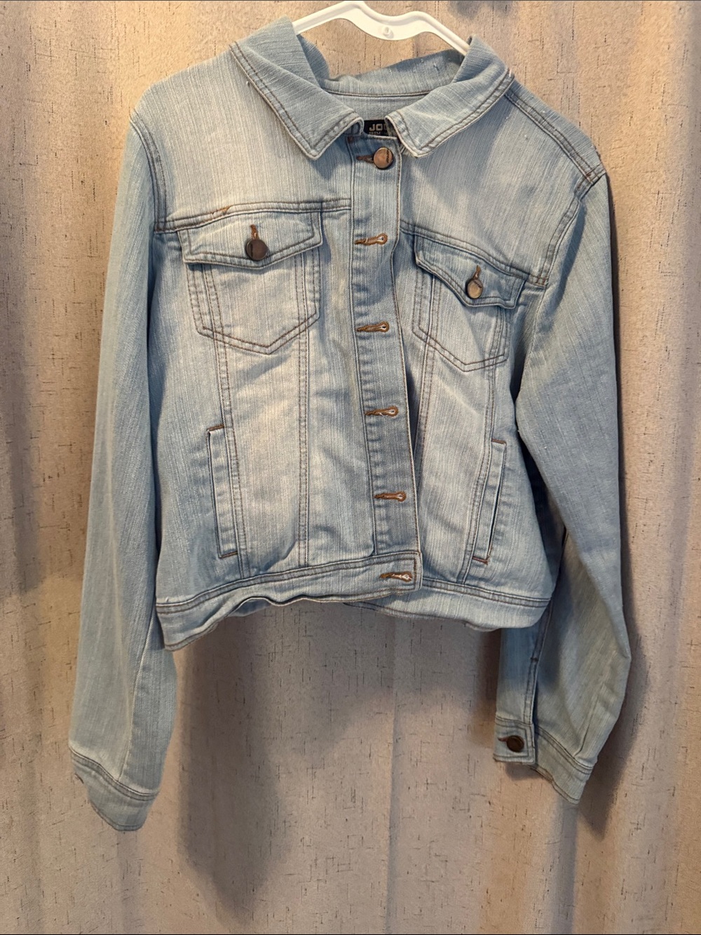 Jou Jou Light Wash Denim Jacket in Pale Blue